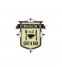 Crusoes cafe Bar logo white outline.
